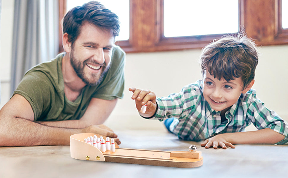 Mini Bowlingbaan - Onbeperkt Speelplezier met Deze Houten Bowling Set