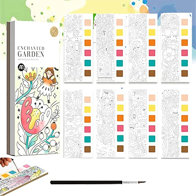 Verf Kleurboek - Creatief met Waterverf - Kleurboek met 6 Kleuren Verf