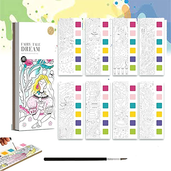 Verf Kleurboek - Creatief met Waterverf - Kleurboek met 6 Kleuren Verf