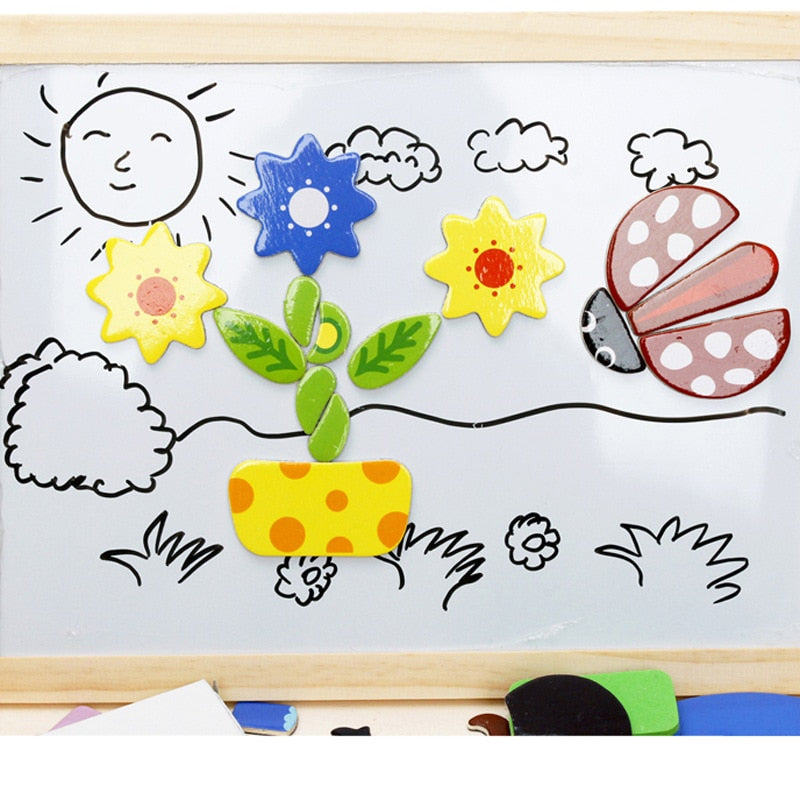 Houten Magnetisch Krijtbord - Multifunctioneel Leer- en Speelbord