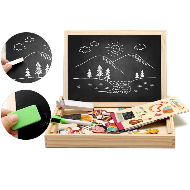 Houten Magnetisch Krijtbord - Multifunctioneel Leer- en Speelbord