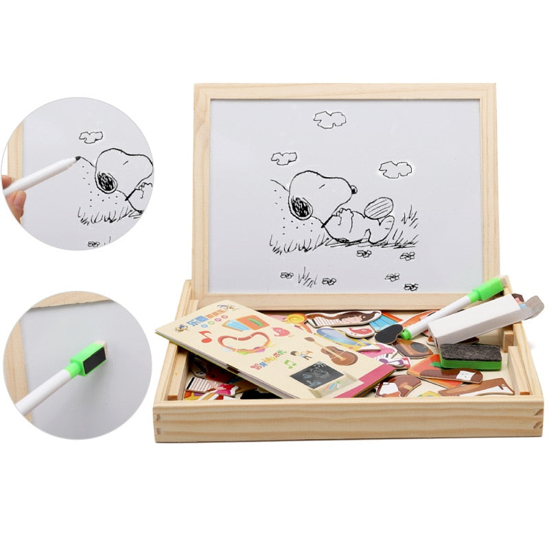 Houten Magnetisch Krijtbord - Multifunctioneel Leer- en Speelbord