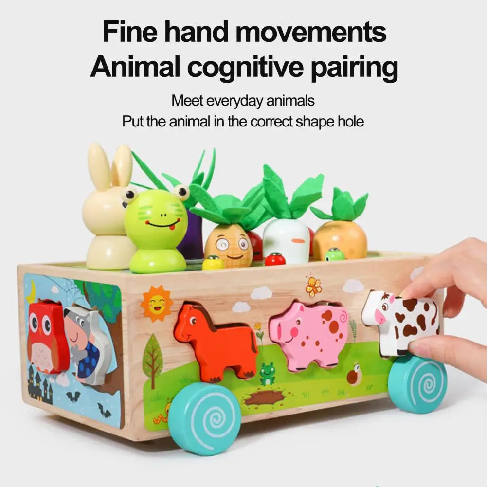 Wagen vormenstoof - Dieren en Groente Puzzel