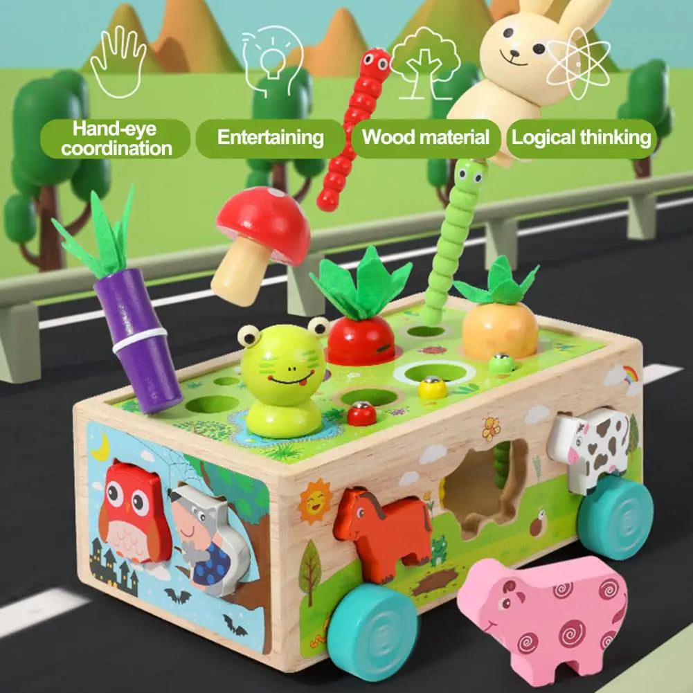 Wagen vormenstoof - Dieren en Groente Puzzel
