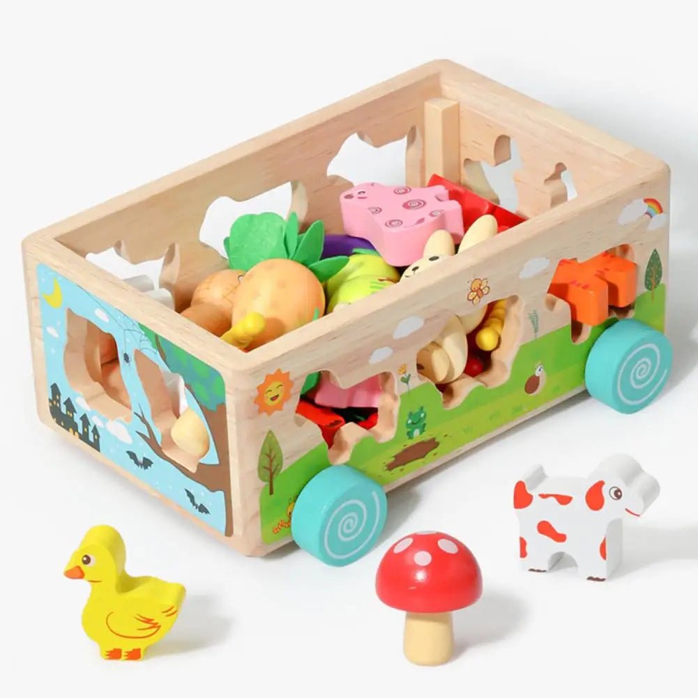Wagen vormenstoof - Dieren en Groente Puzzel