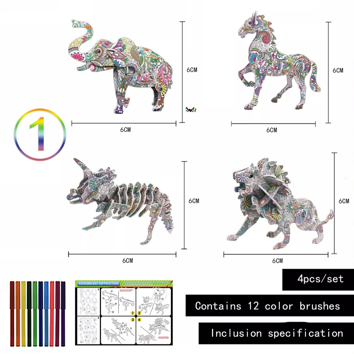 3D Kleur Puzzel - Creëer en Kleur je Eigen Bouwwerk - 3D Puzzelset