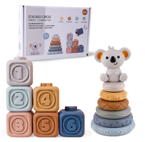 Koala Stapeltoren & Bijtring – Tandvriendelijk Baby Speelgoed