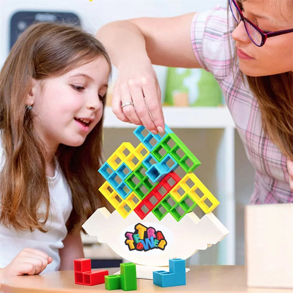 Balans Puzzel Toren - Bouw en Balans Spel - Creatieve Tetris Toren
