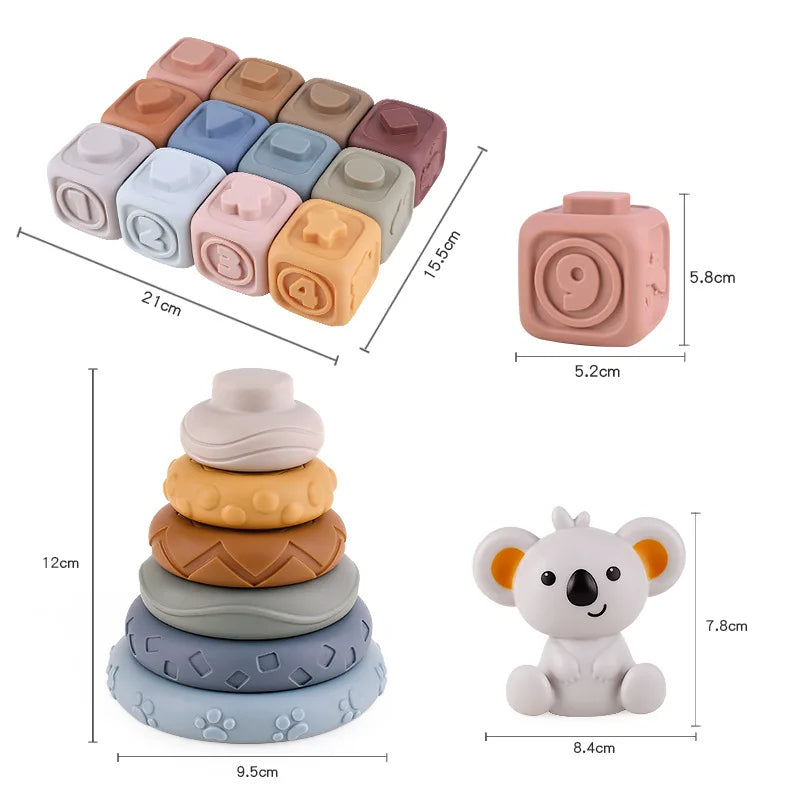 Koala Stapeltoren & Bijtring – Tandvriendelijk Baby Speelgoed