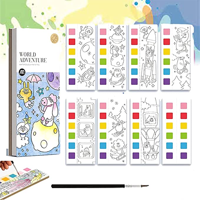 Verf Kleurboek - Creatief met Waterverf - Kleurboek met 6 Kleuren Verf