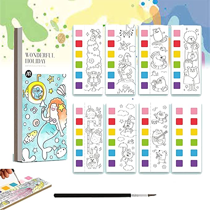 Verf Kleurboek - Creatief met Waterverf - Kleurboek met 6 Kleuren Verf
