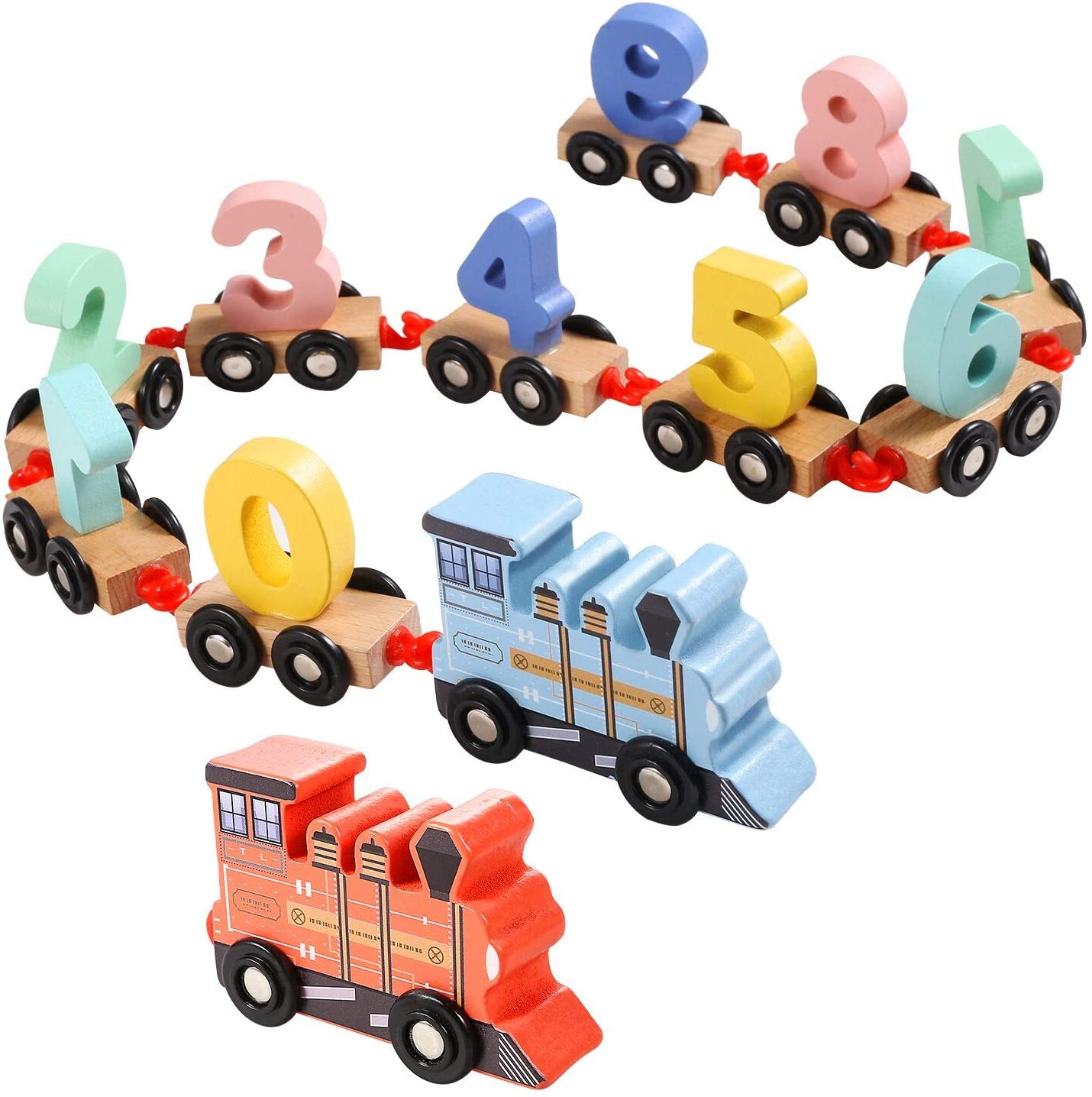 Houten Magnetische Trein - Leer Alfabet en Cijfers