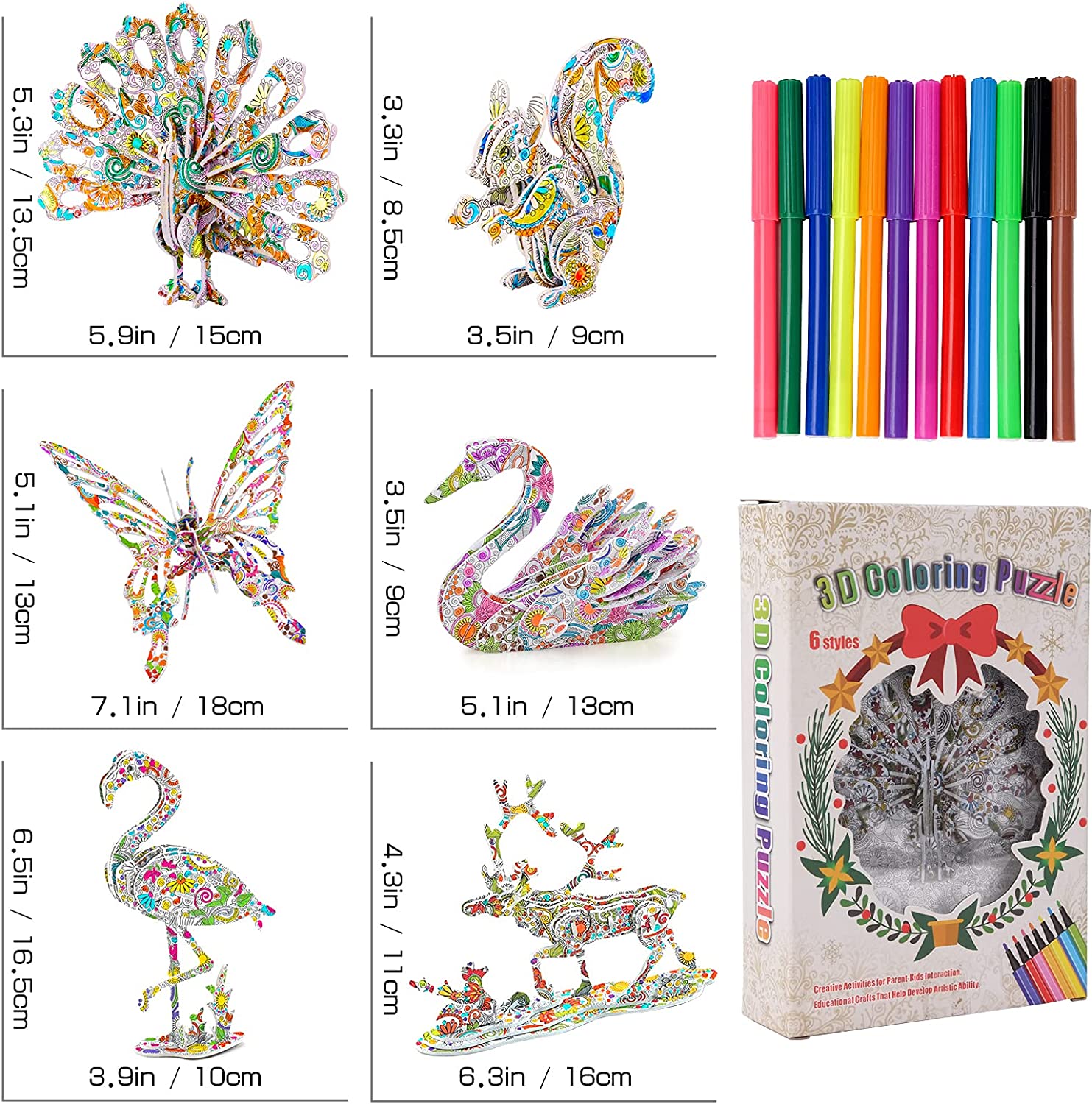 3D Kleur Puzzel - Creëer en Kleur je Eigen Bouwwerk - 3D Puzzelset