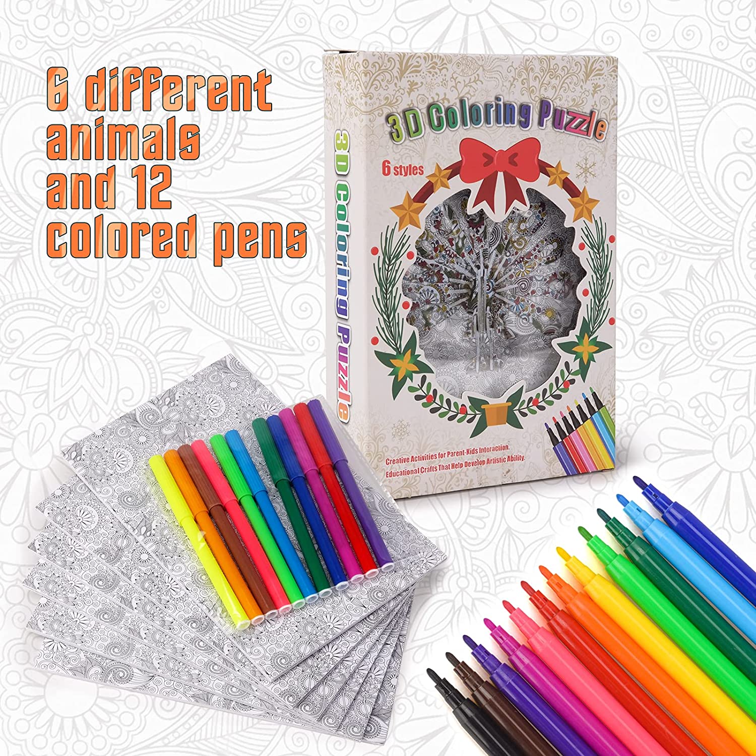 3D Kleur Puzzel - Creëer en Kleur je Eigen Bouwwerk - 3D Puzzelset