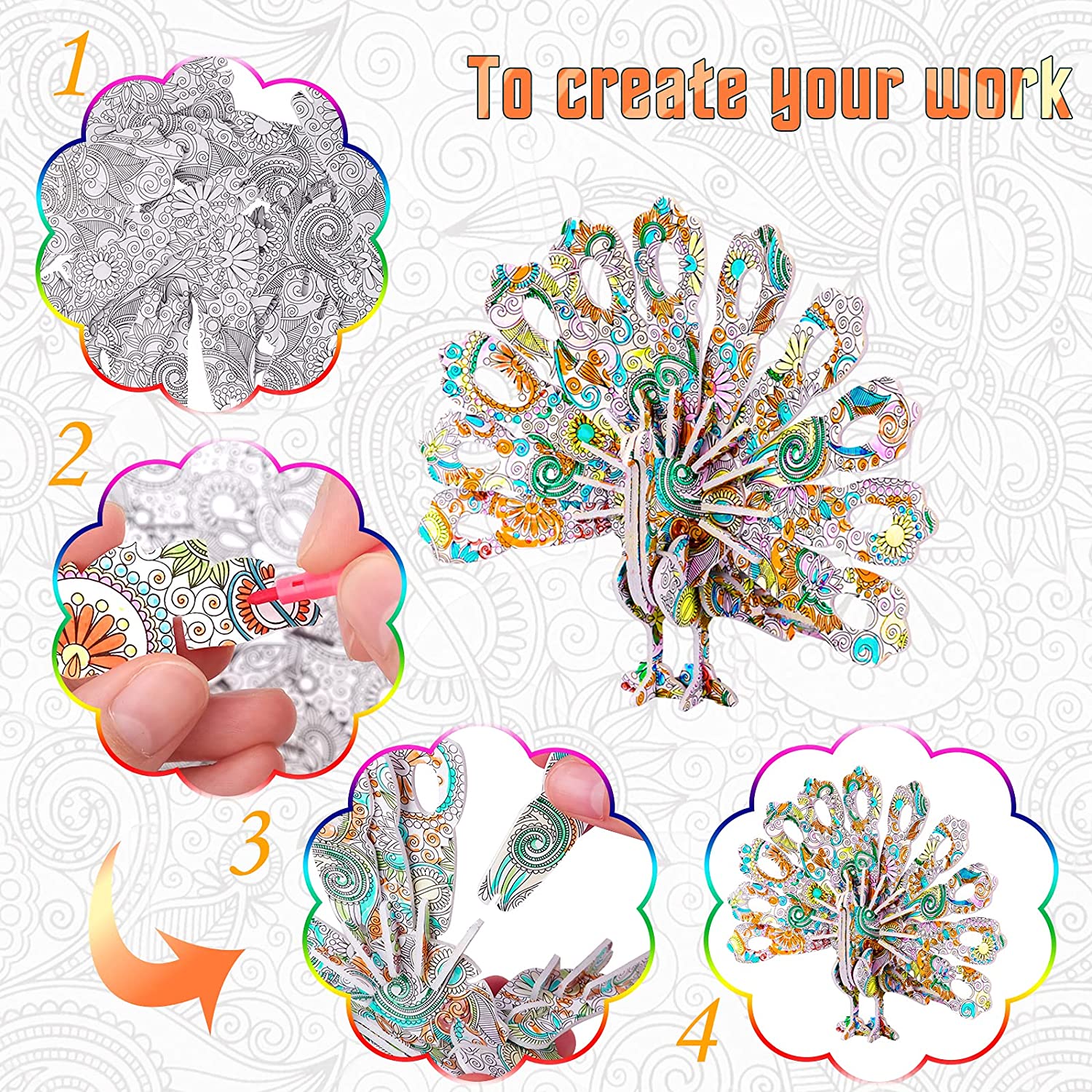 3D Kleur Puzzel - Creëer en Kleur je Eigen Bouwwerk - 3D Puzzelset