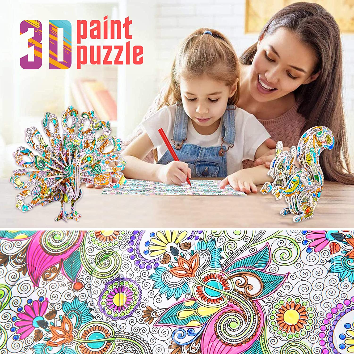 3D Kleur Puzzel - Creëer en Kleur je Eigen Bouwwerk - 3D Puzzelset