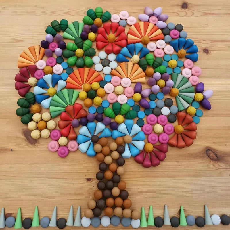 Houten Wonderen - Regenboog Bouwblokken voor Kinderen