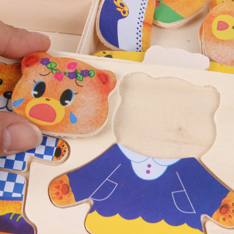 Houten Verkleedpuzzel Boris - Creatieve Verkleedpret voor Kinderen
