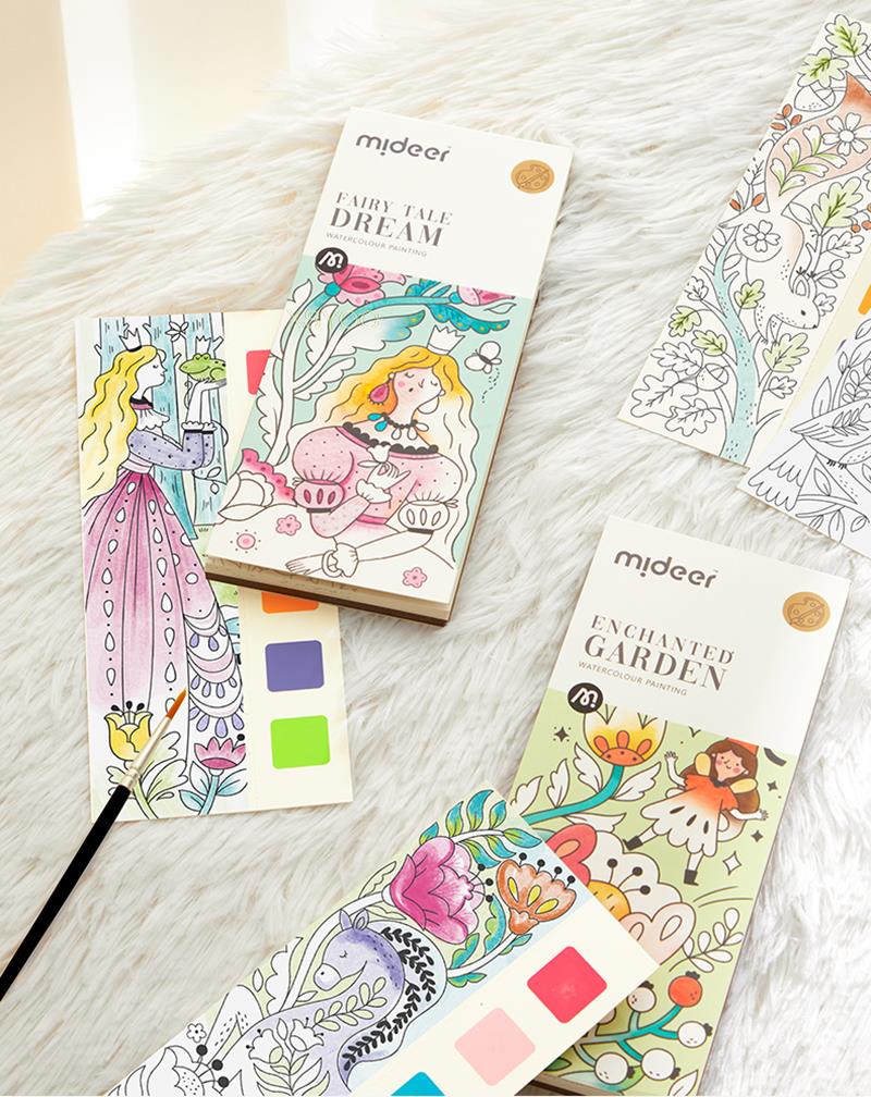 Verf Kleurboek - Creatief met Waterverf - Kleurboek met 6 Kleuren Verf
