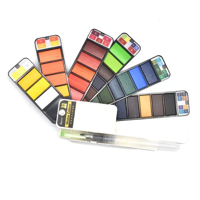 Mini Aquarel Set - Alle kleuren van de regenboog - Aquarel verfset
