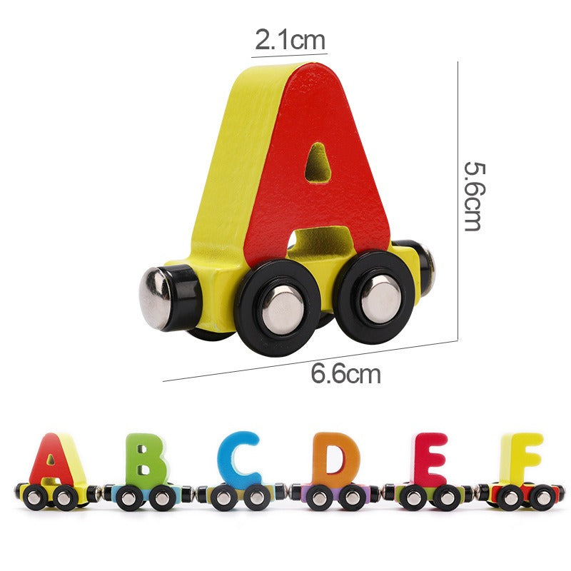 Houten Magnetische Trein - Leer Alfabet en Cijfers