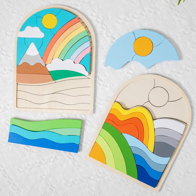 Houten Regenboogblokken Magie - Creatieve Puzzelblokken voor Kinderen