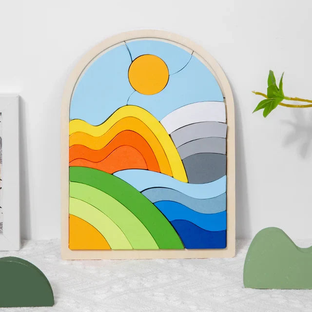 Houten Regenboogblokken Magie - Creatieve Puzzelblokken voor Kinderen