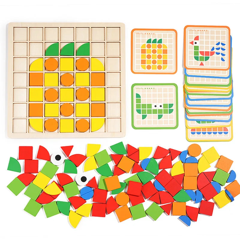 Houten Patronen Puzzel - Educatief Entertainment voor Kinderen