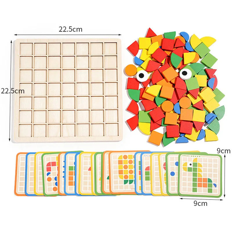 Houten Patronen Puzzel - Educatief Entertainment voor Kinderen
