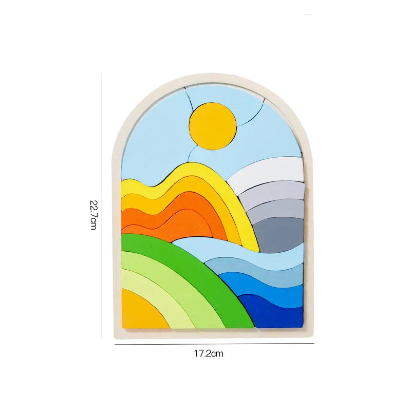 Houten Regenboogblokken Magie - Creatieve Puzzelblokken voor Kinderen
