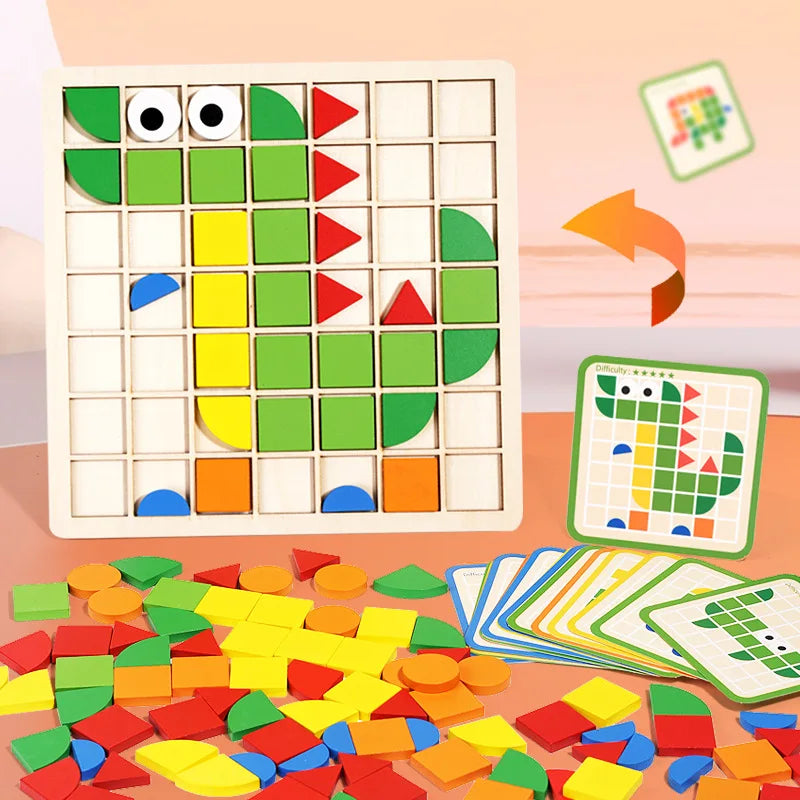 Houten Patronen Puzzel - Educatief Entertainment voor Kinderen